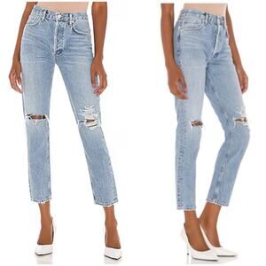 AGOLDE Jamie High Rise Classic Ripped Cotton Jeans